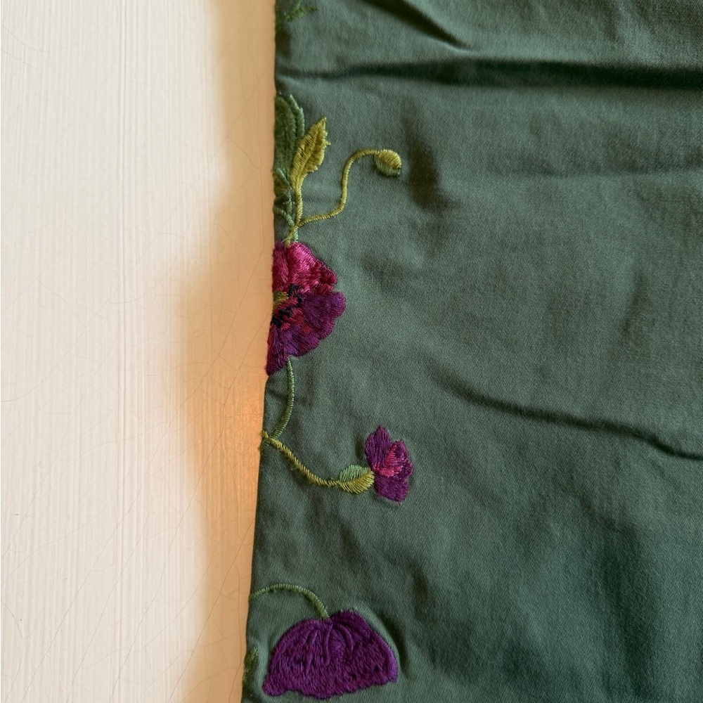 NWT Sundance Melissa Embroidered Olive Green Cargo Pants - Picture 6 of 13